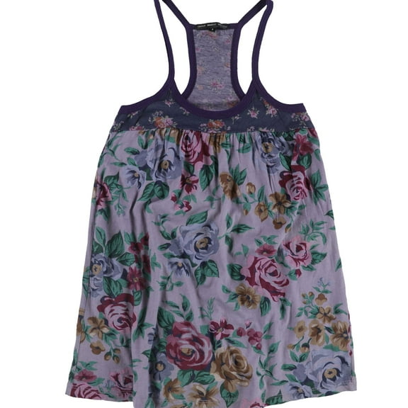 TRULY MADLY DEEPLY Womens Floral Print Racerback Tank Top, Purple, Small