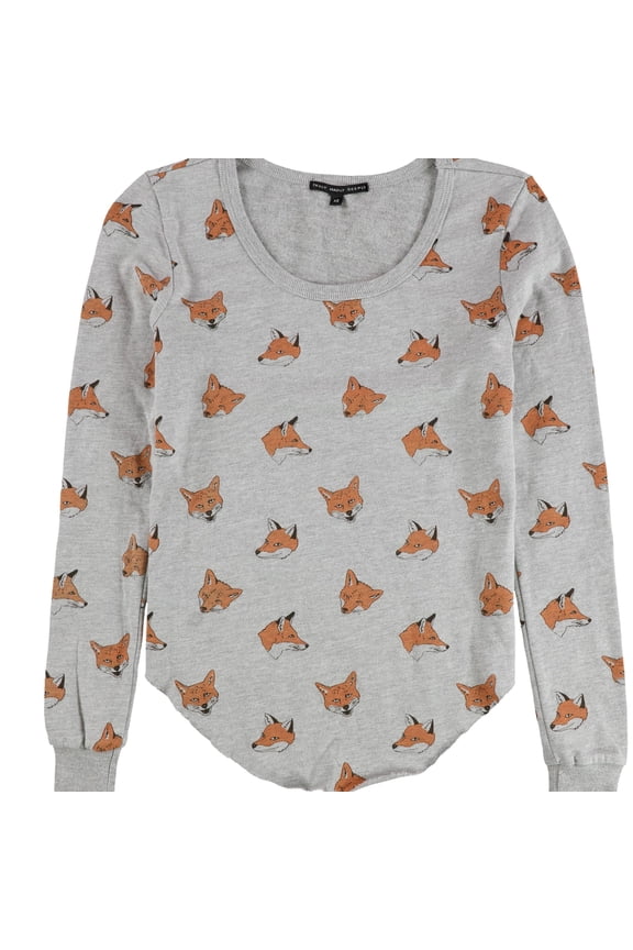 Womens Fox Graphic T-Shirt, Grey, X-Small