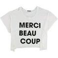 thumbnail image 1 of TRULY MADLY DEEPLY Womens Merci Beau Coup Graphic T-Shirt, White, S/M, 1 of 2