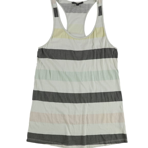 TRULY MADLY DEEPLY Womens Multi Tone Stripes Racerback Tank Top, Green, Medium