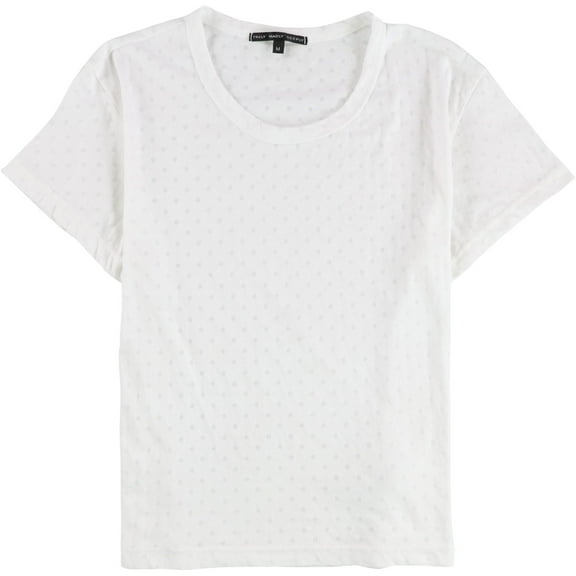 TRULY MADLY DEEPLY Womens Polka Dots Basic T-Shirt, White, Juniors, Small