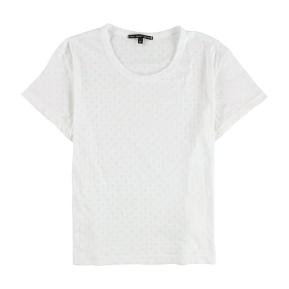 TRULY MADLY DEEPLY Womens Polka Dots Basic T-Shirt, White, Juniors, Medium