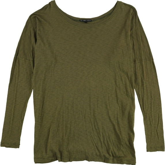 TRULY MADLY DEEPLY Womens Solid Batwing Sleeve Basic T-Shirt, Green, Large