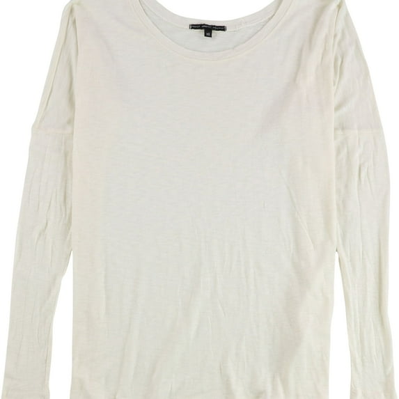 TRULY MADLY DEEPLY Womens Solid Batwing Sleeve Basic T-Shirt, Off-White, X-Small