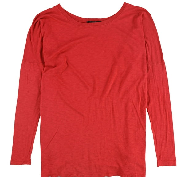 TRULY MADLY DEEPLY Womens Solid Batwing Sleeve Basic T-Shirt, Red, X-Small