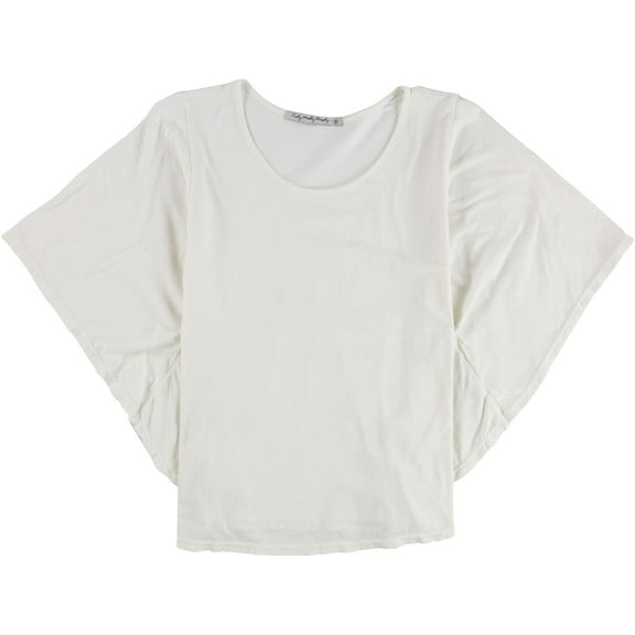 TRULY MADLY DEEPLY Womens Solid Batwing Sleeve Pullover Blouse, Off-White, Medium