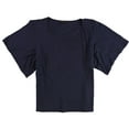 thumbnail image 1 of TRULY MADLY DEEPLY Womens Solid Boxy Basic T-Shirt, Blue, Small, 1 of 2