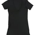 thumbnail image 1 of TRULY MADLY DEEPLY Womens Solid Deep V-neck Basic T-Shirt, Black, Small, 1 of 1