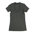 thumbnail image 1 of TRULY MADLY DEEPLY Womens Solid Deep V-neck Basic T-Shirt, Grey, Small, 1 of 1