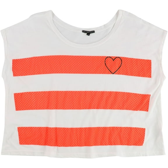 TRULY MADLY DEEPLY Womens Striped Heart Graphic T-Shirt, Multicoloured, Small