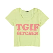 TRULY MADLY DEEPLY Womens TGIF Bitches Graphic T-Shirt, Yellow, Small