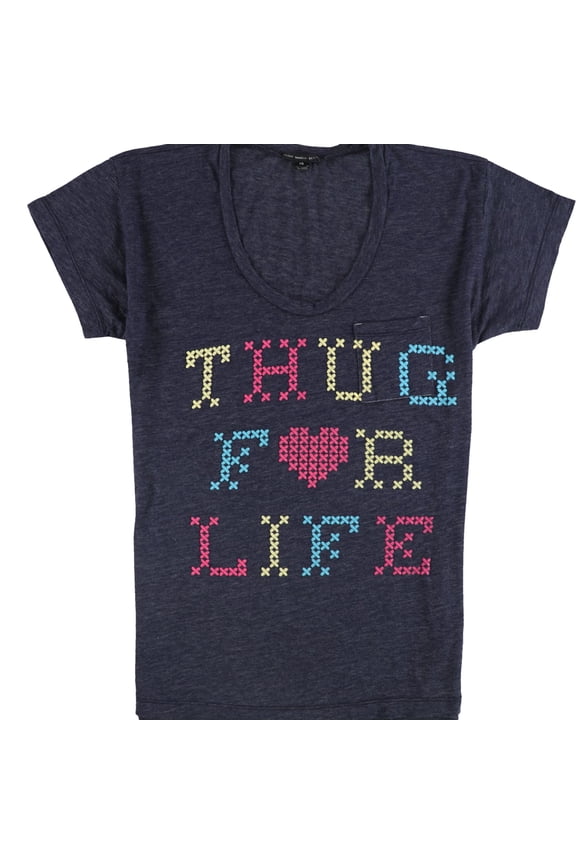 Womens Thug For Life Graphic T-Shirt, Blue, Medium