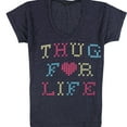 thumbnail image 1 of TRULY MADLY DEEPLY Womens Thug For Life Graphic T-Shirt, Blue, X-Small, 1 of 2