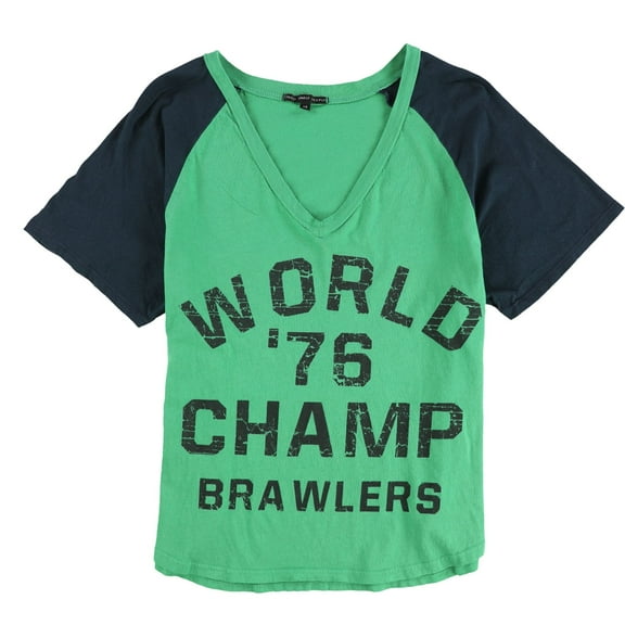TRULY MADLY DEEPLY Womens World '76 Champ Brawlers Graphic T-Shirt, Green, X-Small