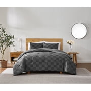 Truly Soft Textured Checkered 3-Piece King Duvet Set in Grey, Polyester , Adult, All Season, OEKO-TEX Certified