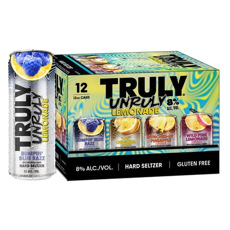 Truly Unruly Lemoande Hard Seltzer Variety pack, 12 pack, 12 fl oz Aluminum Cans, 8% ABV