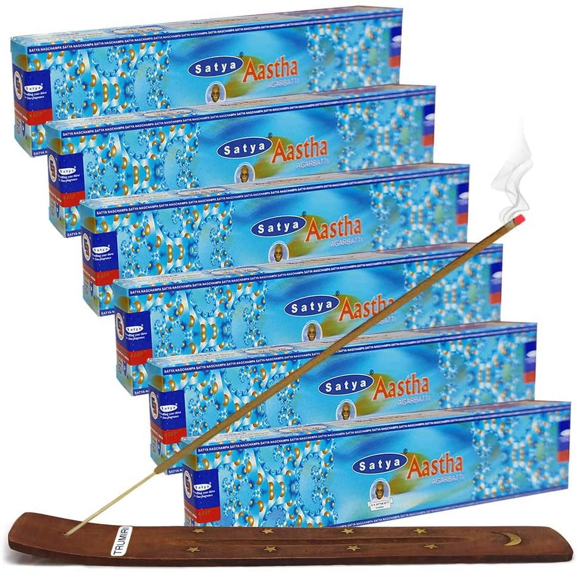 TRUMIRI Incense Stick Holder Bundle with Satya Aastha 15g Incense Sticks - Pack of 6 (Approx 90 Sticks)