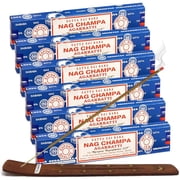 TRUMIRI Incense Stick Holder Bundle with Satya Sai Baba Nagchampa 15g Incense Sticks - Pack of 6 Approx 90 Sticks