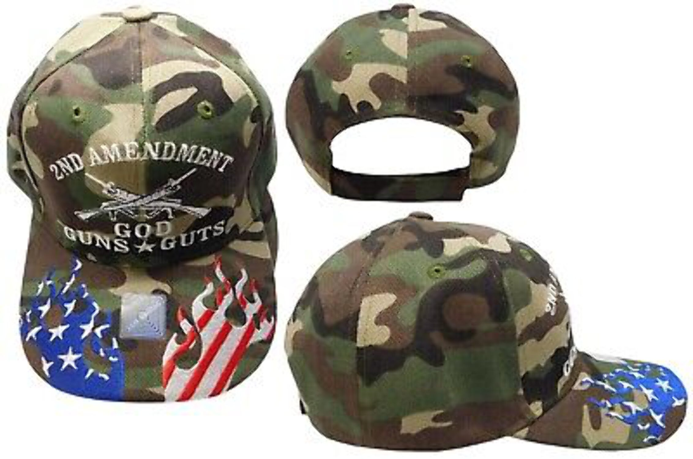 2nd Amendment Baseball Cap 2nd Amendment God Guns Guts USA Hat - Camo ...