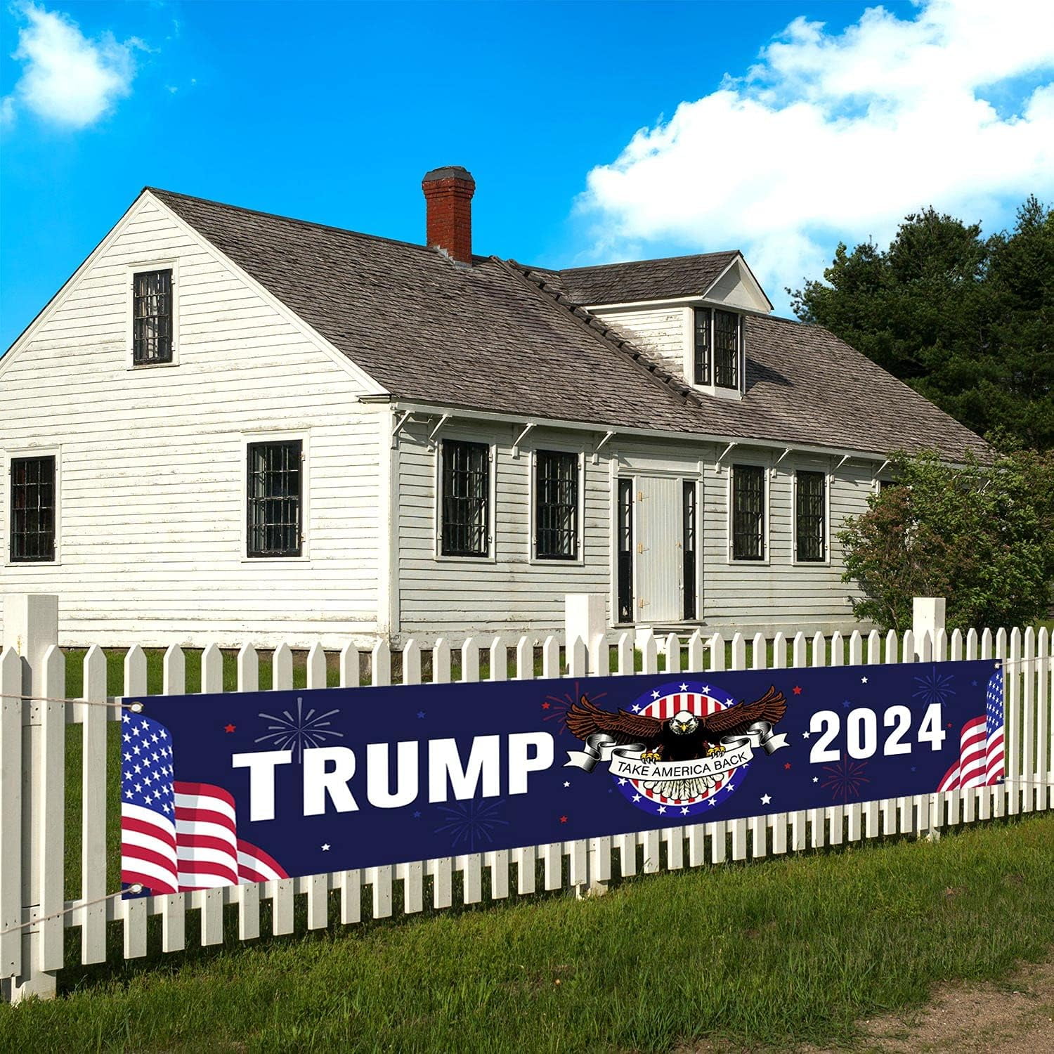 TRUMP 2024 Fence Banner America President Outdoor Parade Garden Yard