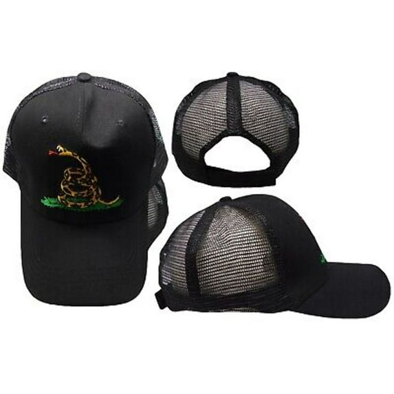 TRUMP 2024 Gadsden Black With Black Mesh Trucker Embroidered Cap Hat