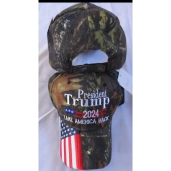 TRUMP 2024 MAGA TAKE AMERICA BACK WOODLAND CAMO EMBROIDERED HAT CAP