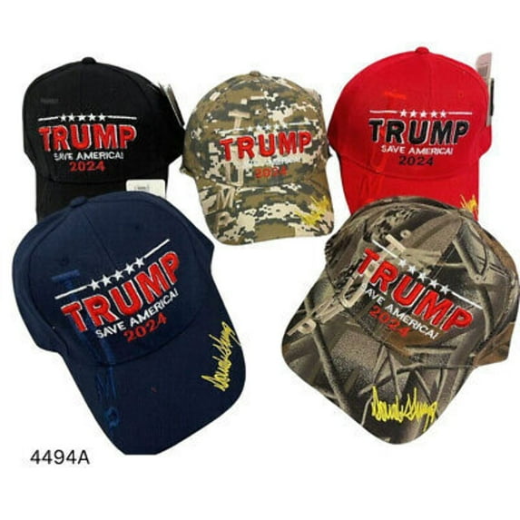 TRUMP 2024 SAVE AMERICA! SIGNATURE SHADOW EMBROIDERED HAT CAP (BLACK) L1