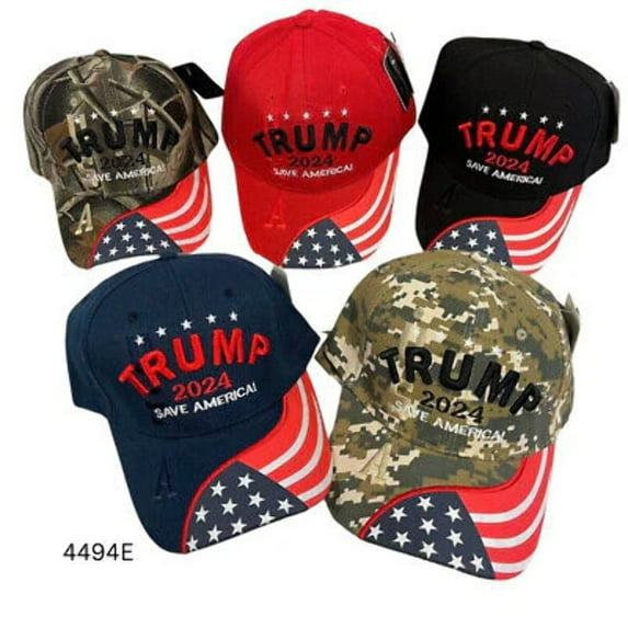 TRUMP 2024 SAVE AMERICA! USA FLAG SHADOW EMBROIDERED HAT CAP (BLUE) L2