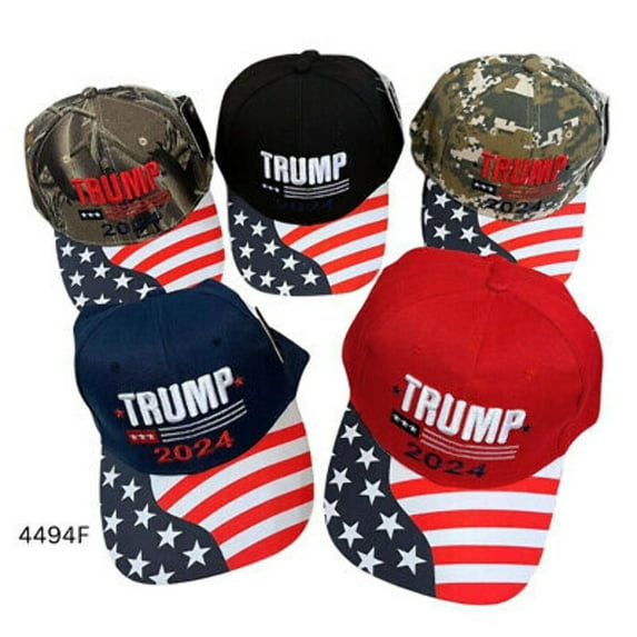 TRUMP 2024 USA FLAG SHADOW EMBROIDERED HAT CAP (BLACK) L3