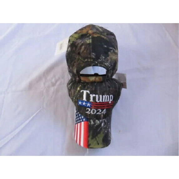 TRUMP 2024 WOODLAND CAMO PATRIOTTIC USA HAT Embroidered Donald Trump Cap