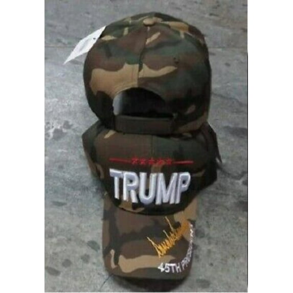 TRUMP 2024 WOODLAND CAMO SIGNATURE STYLE Adjustable Embroidered Cap Hat