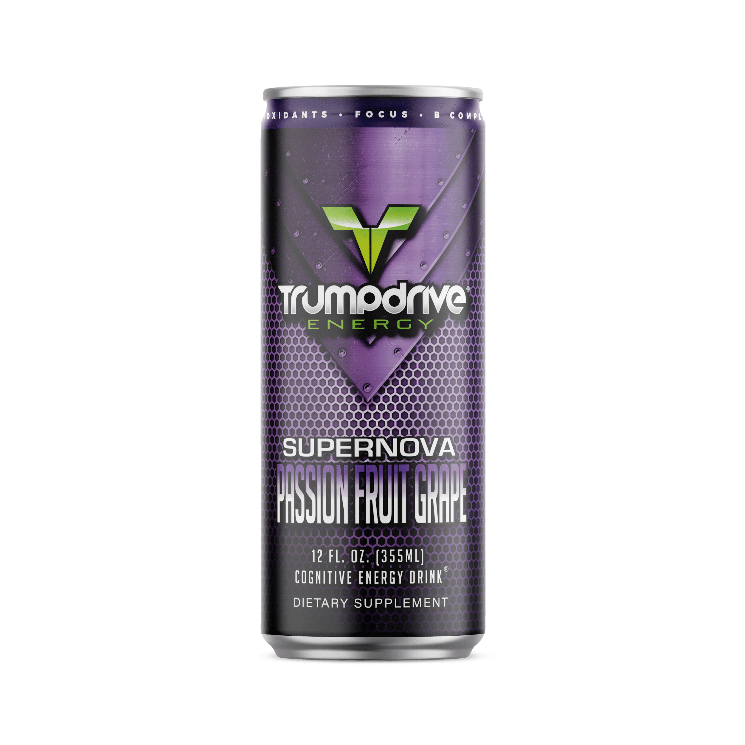 TRUMPDRIVE ENERGY Cognitive Energy Drink, Passionfruit Grape 12 Fl Oz (Pack of 12)
