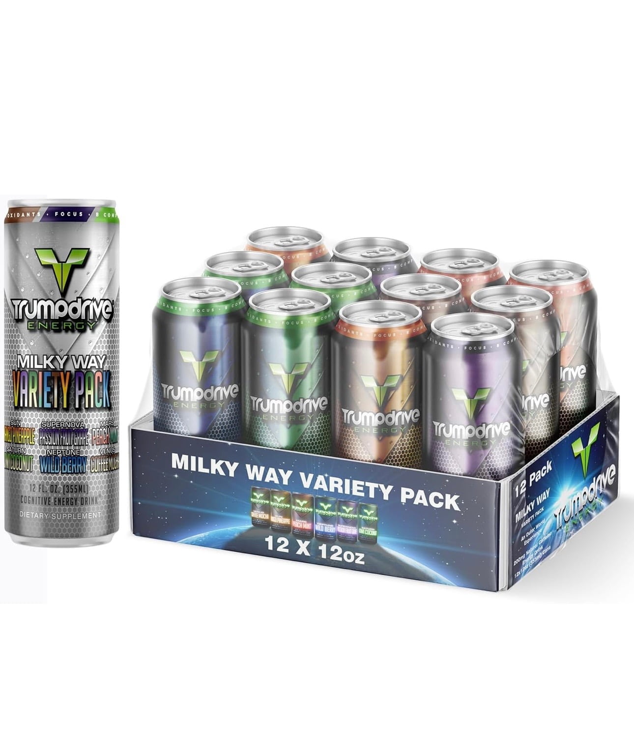 TRUMPDRIVE ENERGY Cognitive Energy Drink, Milky Way 12 Fl Oz (Pack of 12)