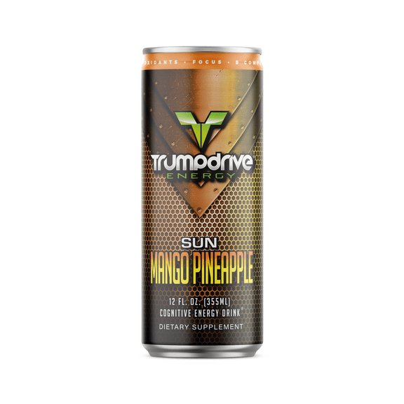 TRUMPDRIVE ENERGY Cognitive Energy Drink, Sun Mango Pineapple 12 Fl Oz (Pack of 12)