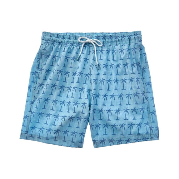 TRUNK mens s Surf & Swim Co. Chambray Palm Leaf Sano Swim Short, s, Blue