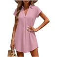 thumbnail image 1 of TRUNZI Beach Cover Ups for Women Short Sleeve V Neck Flowy Loose Fit Lightweight Bathsuit Swimwear Dresses Pink S, 1 of 7