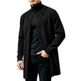 thumbnail image 1 of TRUNZI Men's Button Down Fleece Coats Long Sleeves Open Front Crewneck Casual Warm Fall Winter Jackets with Side Pockets,Black,Size 3XL, 1 of 7