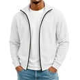 thumbnail image 1 of TRUNZI Men's Zip Up Jackets Long Sleeves Stand Collar Casual Daily Outdoor Lightweight Jackets with Pockets,White,Size L, 1 of 9