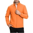 thumbnail image 1 of TRUNZI Water‑Resistant Jackets for Men Zip Up Long Sleeves Stand Collar Lightweight Elastic Cuff Windbreaker Casual Outerwear with Zipper Pockets,Orange,Size L, 1 of 9