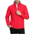 thumbnail image 1 of TRUNZI Water‑Resistant Jackets for Men Zip Up Long Sleeves Stand Collar Lightweight Elastic Cuff Windbreaker Casual Outerwear with Zipper Pockets,Red,Size XS, 1 of 9