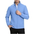 thumbnail image 1 of TRUNZI Water‑Resistant Jackets for Men Zip Up Long Sleeves Stand Collar Lightweight Elastic Cuff Windbreaker Casual Outerwear with Zipper Pockets,Sky Blue,Size XS, 1 of 9