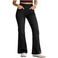 thumbnail image 1 of TRUNZI Wide Leg Jeans for Women Casual Stretchy High Waist Casual Pull On Flare Denim Pants with Pockets,Black,Size M, 1 of 9