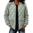 thumbnail image 1 of TRUNZI Women's Fleece Quilted Bomber Jackets Long Sleeve Zip Up Jackets for Fall Winter with Pockets, 1 of 3