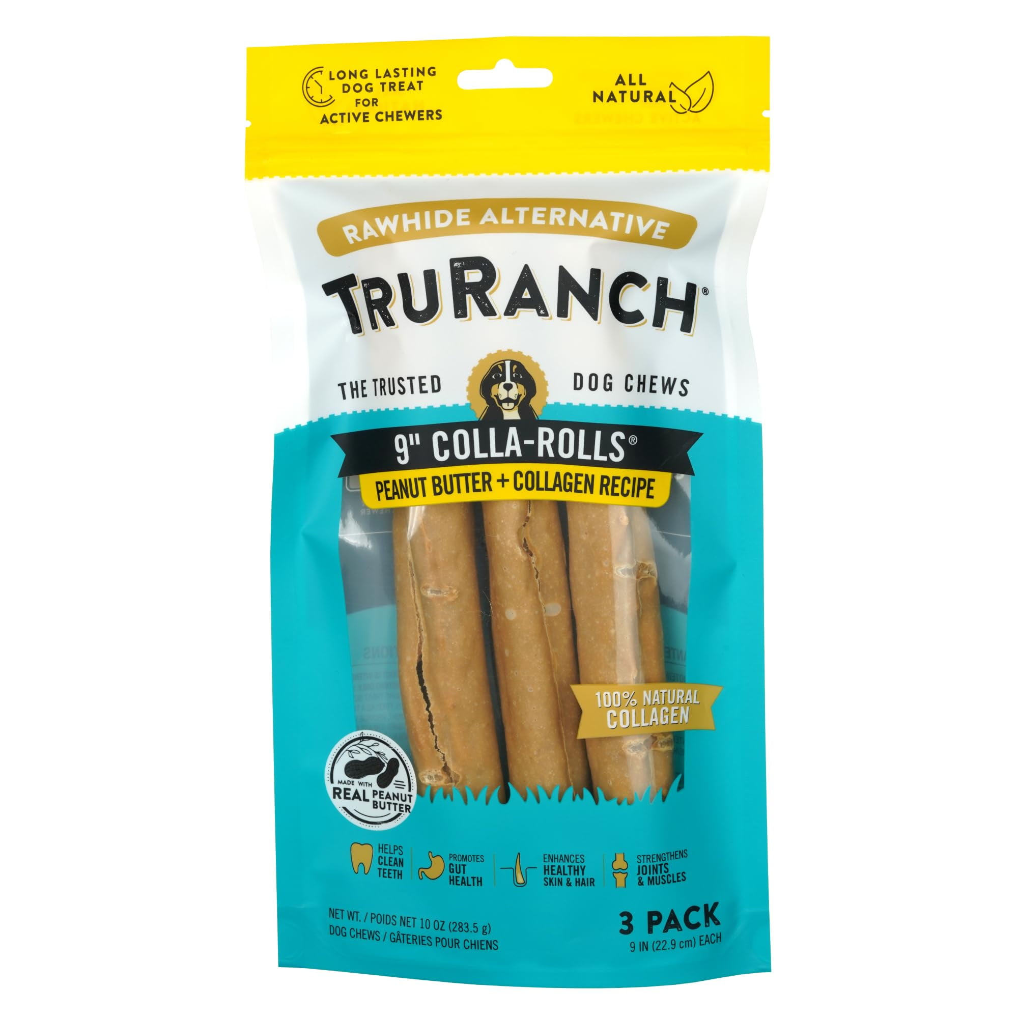 TRURANCH 9" Collagen Rolls, AIF4 Peanut Butter, Healthy Joint Support