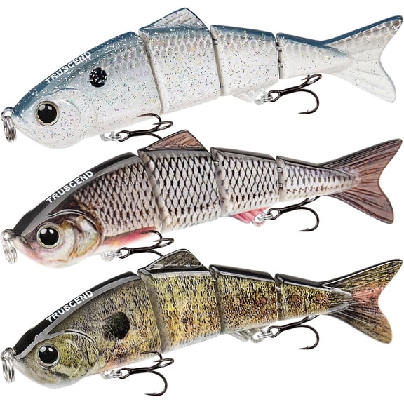 TRUSCEND Easy Catch Swimmax, Magic Noisy Turbulent Wiggling and Vibrating Actions for More Bites, Segmented Swimbait Jointed by Dyneema Strongest Fiber, Lifelike Fishing Lures for Family Fishing