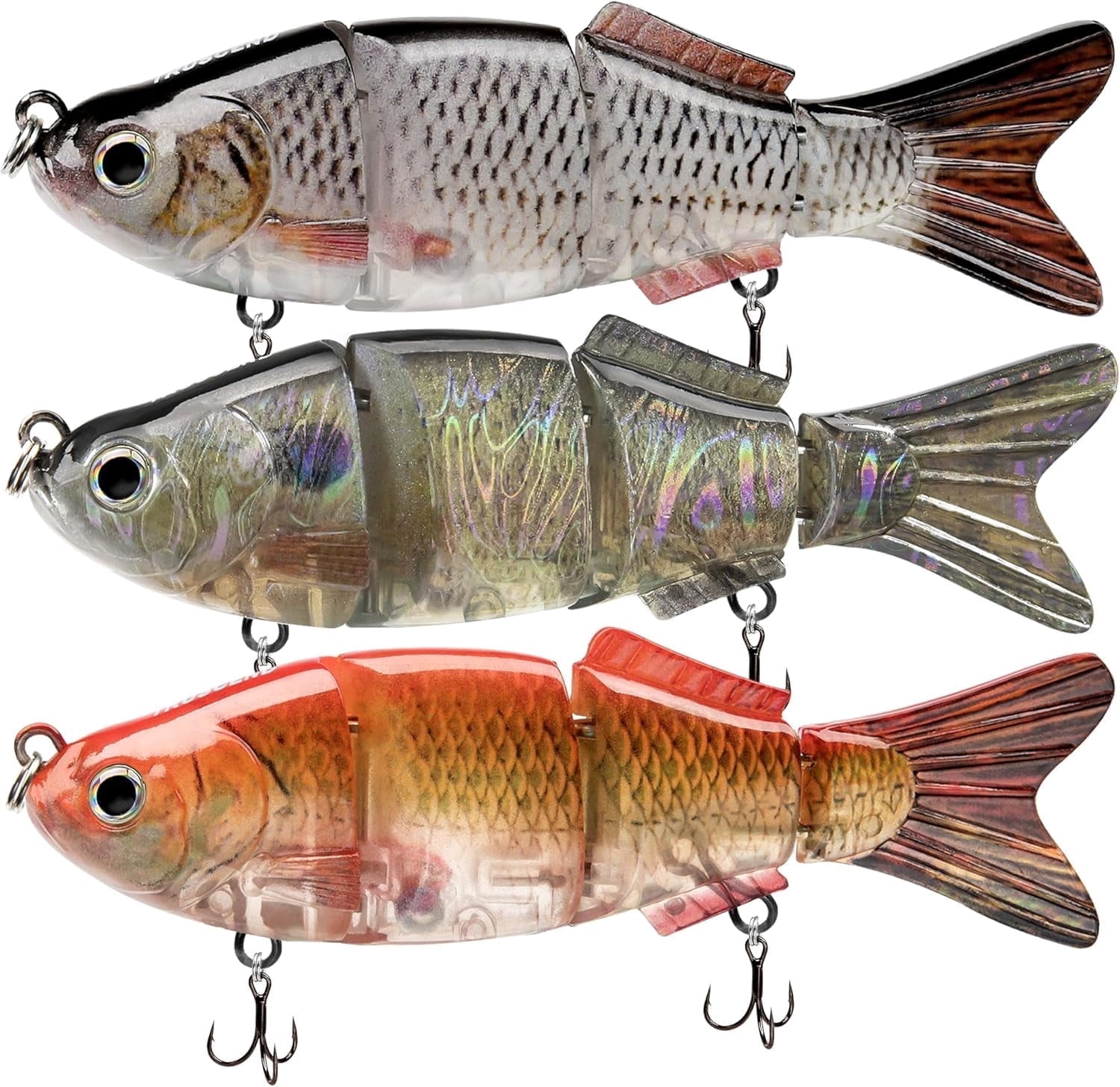 TRUSCEND Easy Catch Swimmax, Magic Noisy Turbulent Wiggling and Vibrating Actions for More Bites, Segmented Swimbait Jointed by Dyneema Strongest Fiber, Lifelike Fishing Lures for Family Fishing