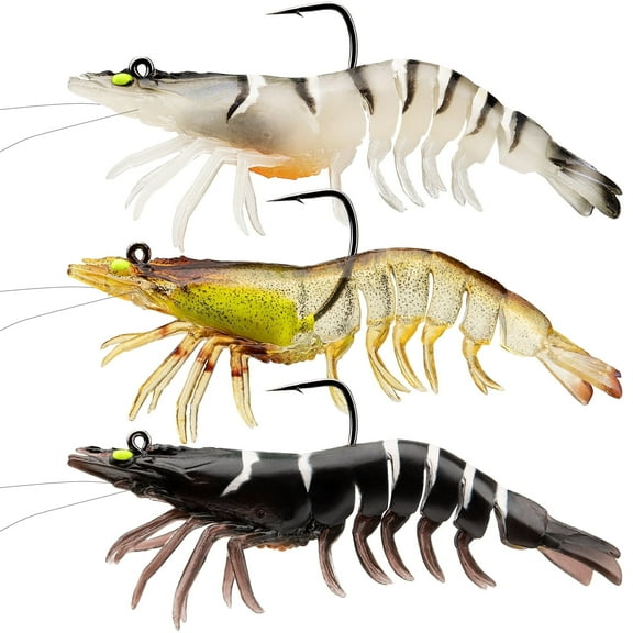 TRUSCEND Pre-rigged Fishing Jig Lures for Freshwater and Saltwater, Innovative Super Durable TPE Bass Lures, Lifelike Shrimp Crayfish Swimbait, Weedless Lure for Crappie Trout Walleye Keep Separately