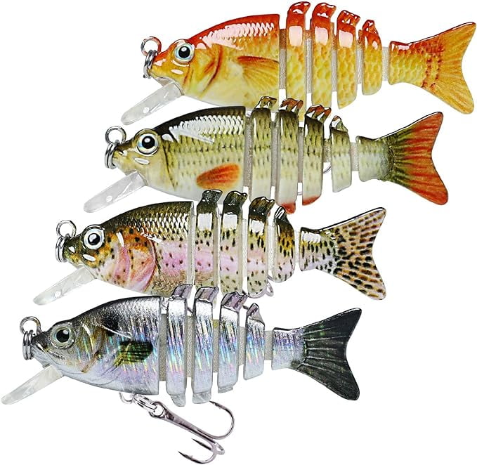 MoKo Fishing Topwater Bass Lures, Freshwater Saltwater Kit Lifelike  Artificial Bass Lures Floating Rotating Tail Lures Bait with Barb Treble  Hooks