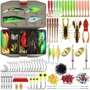 TRUSCEND Complete Fishing Lures - Tackle Box with Tackle Included - Crankbaits, Minnows, Frogs, Vibes, Poppers, Spinners, Spoons, Soft Baits, Hooks & Weights Accessories Kit for Bass Panfish Trout