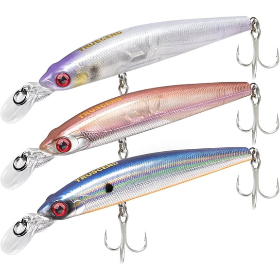TRUSCEND Floating Jerkbait, Precision-Engineered Minnow Lures with Sound, Flash & Irresistible Action, Cast Farther, Glow Brighter and Rattle Louder Jerkbaits for Bass Walleye Pike Sea Trout Redfish